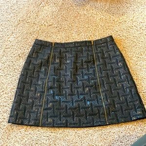 Black Mini Skirt with double bronze zipper